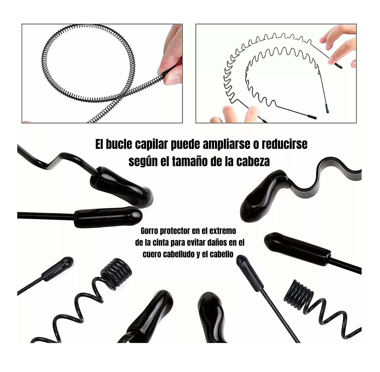 Foto 6 pulgar | Diadema Horquilla Antideslizante Unisex Con Ondas Deportivas 6 Pcs Negro