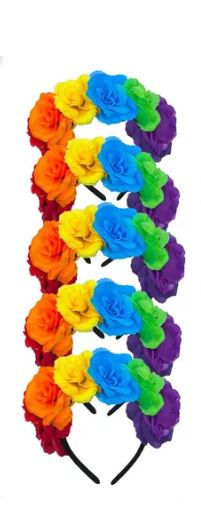 Diademas Flores Colores LGBT Arcoíris Orgullo 6 Piezas
