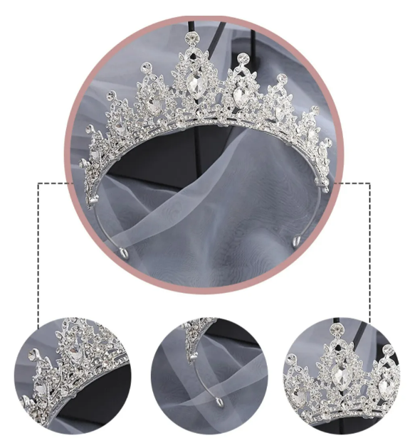 Foto 3 | Corona Xtellar De Reina Princesa Niña Tocado Novia Boda Tiara Blanco