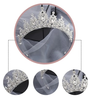 Foto 3 | Corona Xtellar De Reina Princesa Niña Tocado Novia Boda Tiara Blanco