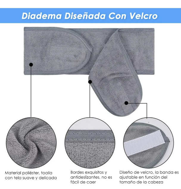 Foto 5 pulgar | Diademas Xtellar Para Maquillaje Spa Limpieza Facial Lavable 6 Pza