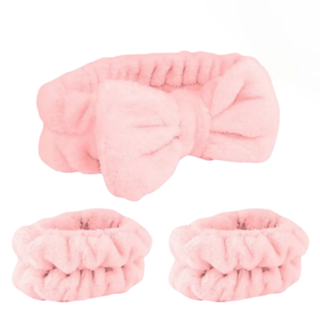 Foto 2 pulgar | Kit Xtellar Diadema Y Muñequeras Skincare Maquillaje Mascarilla Rosa