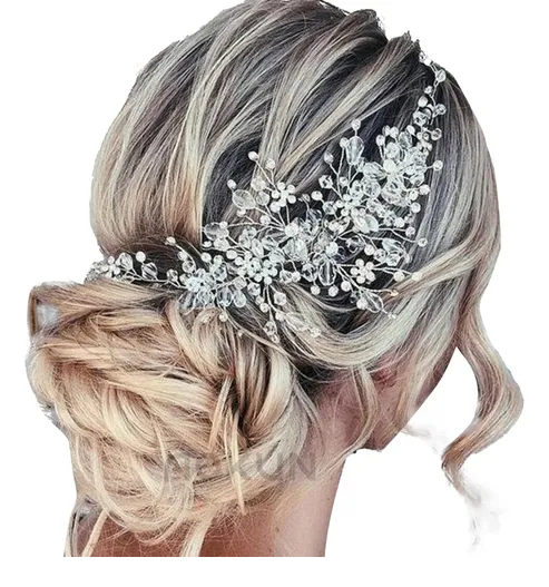 Foto 1 | Tiara Xtellar De Cristal Y Pedrería Para Novia,peine El Pelo De Boda Color Flower-silver
