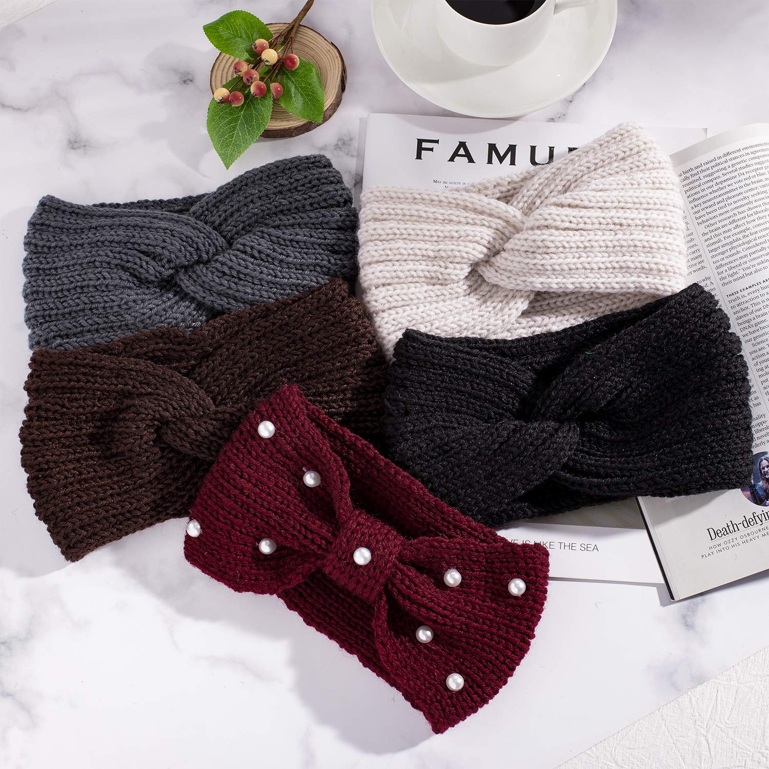 Foto 4 pulgar | Juego De 5 Diademas De Punto Grueso Whaline Para El Invierno - Venta Internacional.