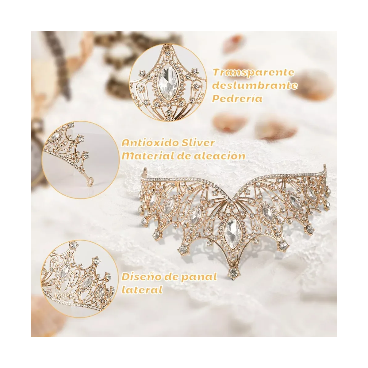 Foto 4 pulgar | Accesorio Corona Tiara Eo Safe Imports Esi-19672 Dorado