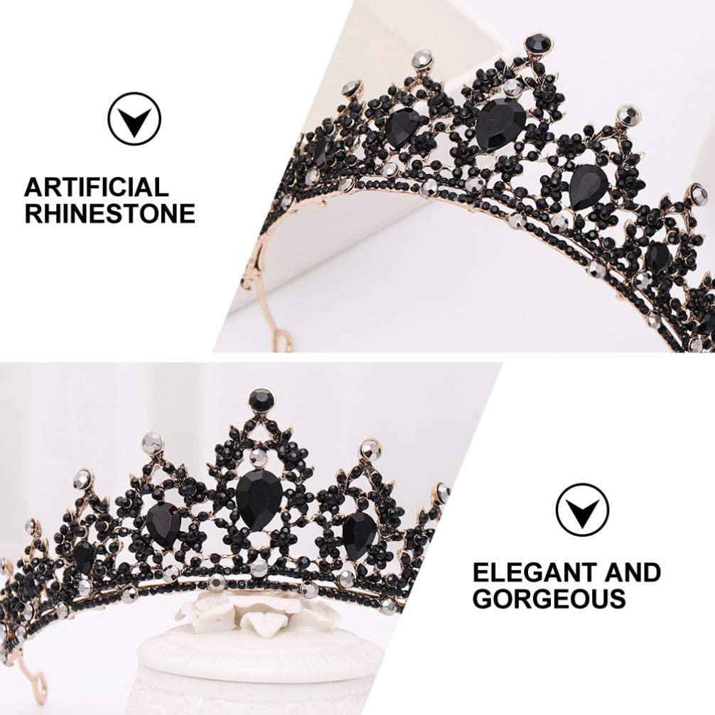 Foto 2 pulgar | Tiara Huoguo Coronas Barrocas Negras Con Diamantes De Imitación Para Boda - Venta Internacional.