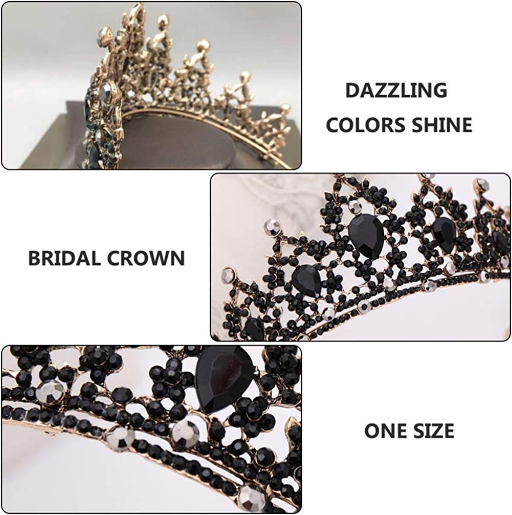 Foto 3 pulgar | Tiara Huoguo Coronas Barrocas Negras Con Diamantes De Imitación Para Boda - Venta Internacional.