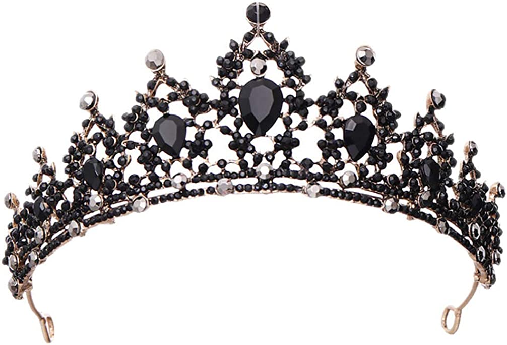 Foto 6 pulgar | Tiara Huoguo Coronas Barrocas Negras Con Diamantes De Imitación Para Boda - Venta Internacional.