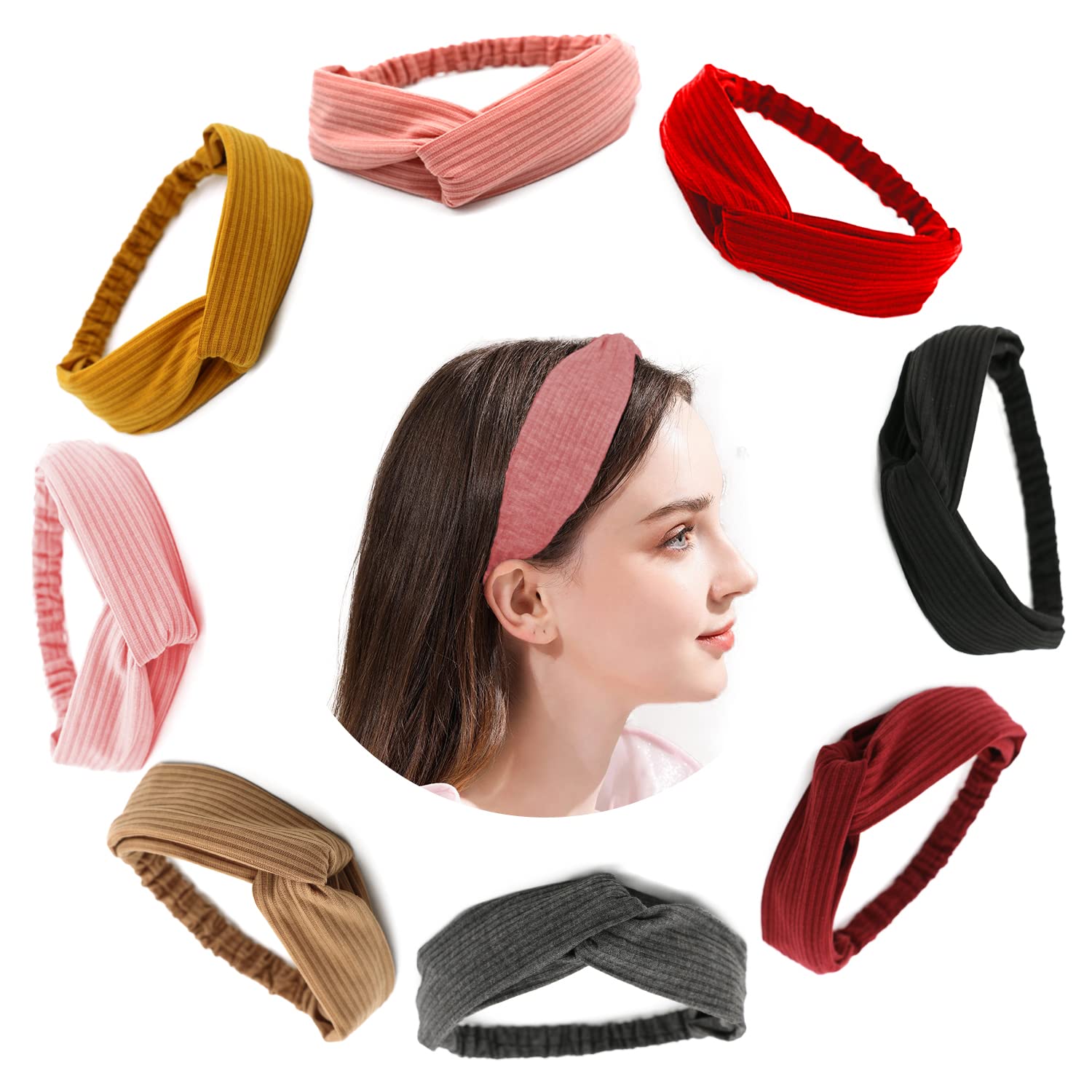 Foto 6 pulgar | Diademas Huoguo Con Lazos Elásticos Anudados Para Mujer (paquete De 8) - Venta Internacional.
