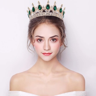 Foto 2 | Tiara Con Forma De Corona Nupcial Huoguo Lujosa Con Diamantes De Imitación De Cristal - Venta Internacional.