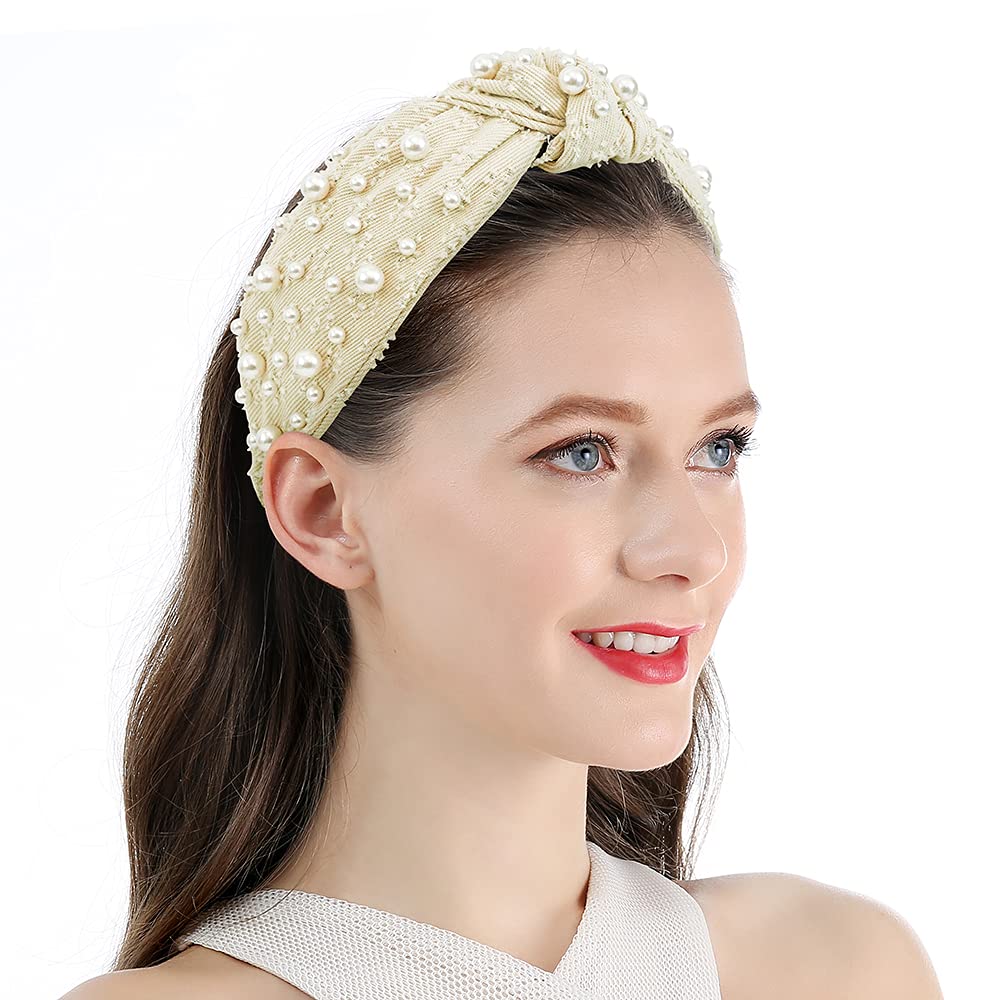 Foto 1 | Diademas De Tela Para Mujer  Diadema Con Nudo Y Perlas - Venta Internacional.