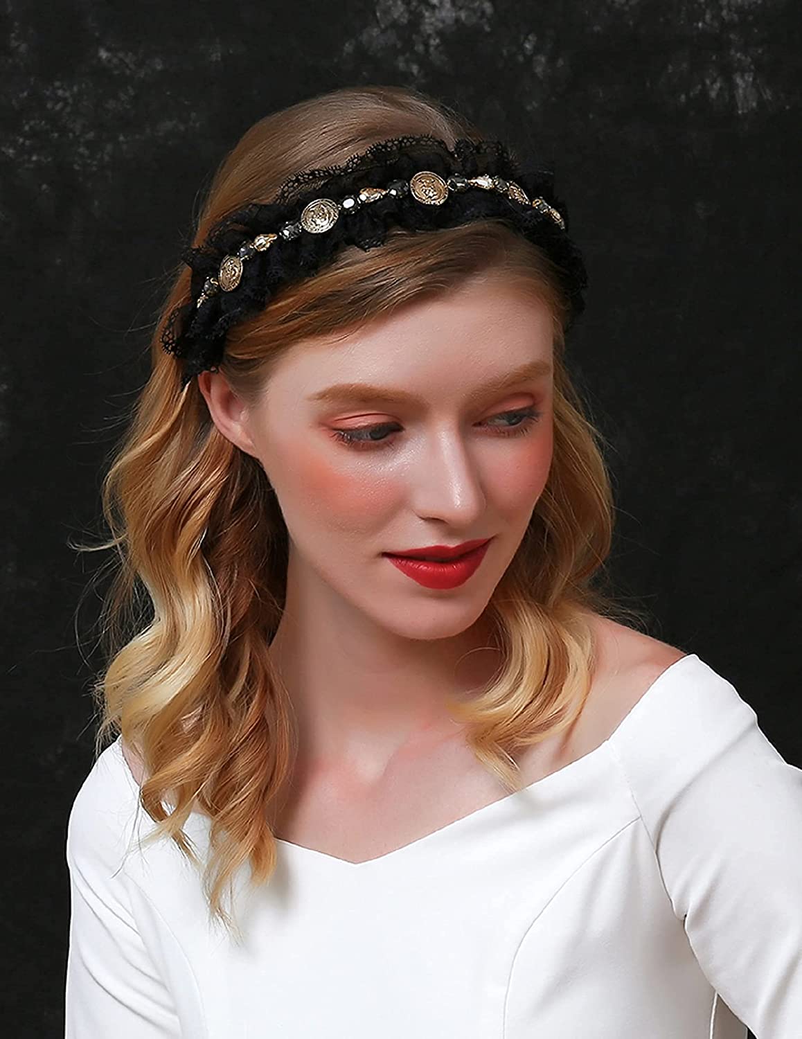 Foto 2 | Diadema Huoguo Baroque Luxury Vintage Black Strass - Venta Internacional.