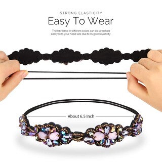 Foto 2 | Diadema Huoguo Con Cuentas De Cristal Y Diamantes De Imitación Para Mujer 5 Unidades - Venta Internacional.