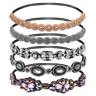 Foto 4 | Diadema Huoguo Con Cuentas De Cristal Y Diamantes De Imitación Para Mujer 5 Unidades - Venta Internacional.