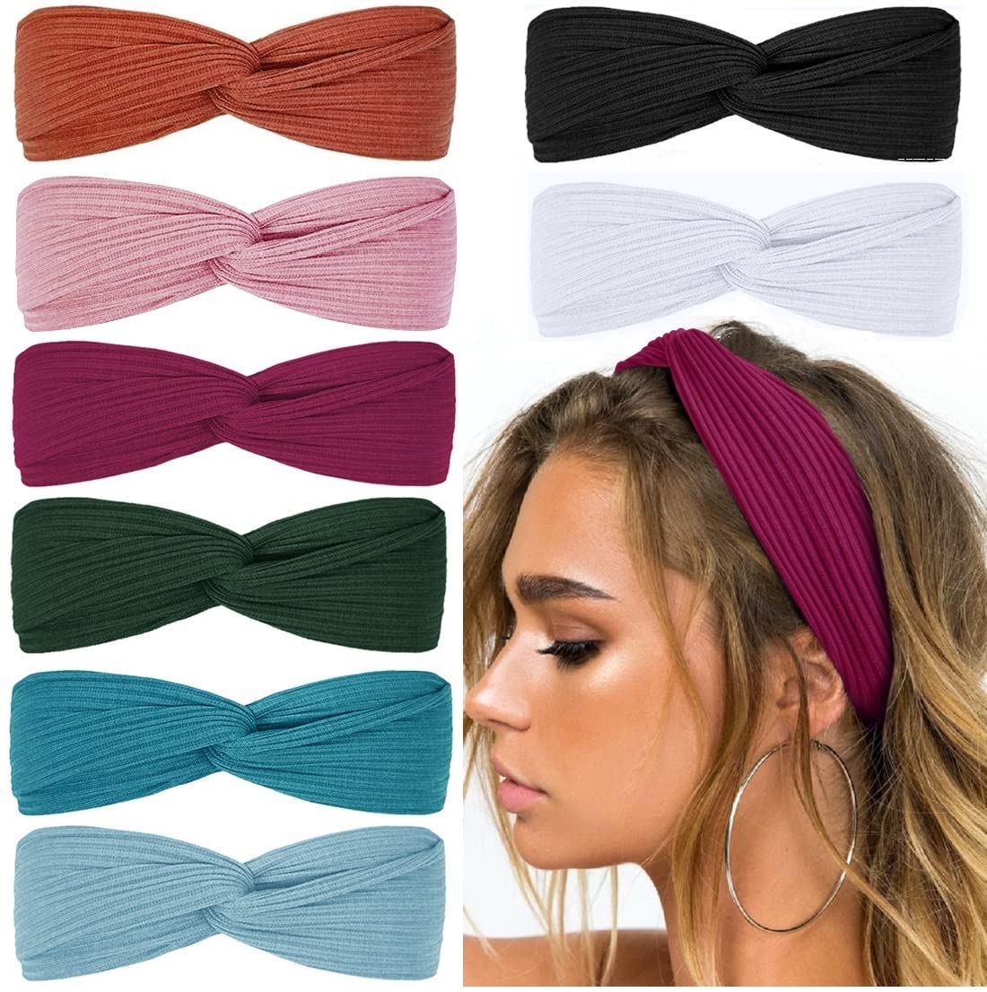 Foto 6 pulgar | Diademas Huoguo Twist Con Nudos  Bohemio  Elásticas  Para Mujer - Venta Internacional.