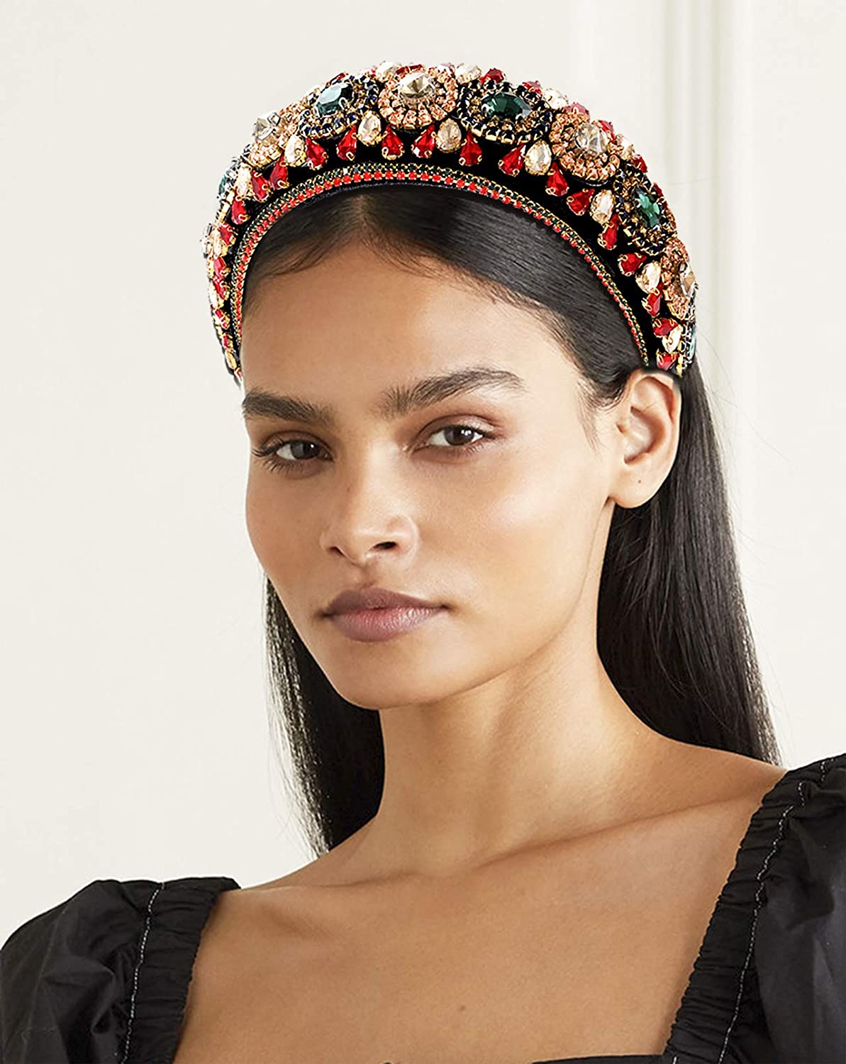 Foto 1 | Diadema Huoguo Acolchada Con Diamantes De Imitación Y Terciopelo Cristalino - Venta Internacional.