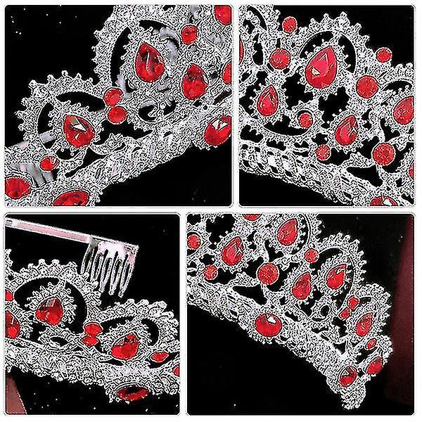 Foto 2 | Diadema Huoguo Crown Crystal Para Novia  Color Rojo - Venta Internacional.