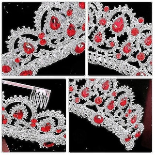 Foto 2 | Diadema Huoguo Crown Crystal Para Novia Color Rojo - Venta Internacional.