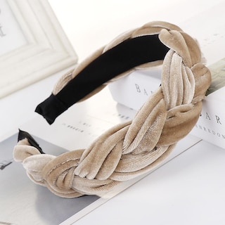 Foto 2 | Diadema Moderna Con Trenzas De Terciopelo Huoguo Para Mujeres Y Niñas - Venta Internacional.