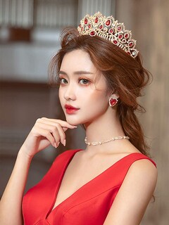 Foto 1 | Tiara Con Forma De Corona Nupcial Huoguo Lujosa Con Diamantes De Imitación De Cristal - Venta Internacional.