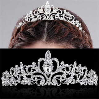 Foto 3 | Tiara De Boda Huoguo Con Cristales De Strass Para Novia Y Princesa - Venta Internacional.
