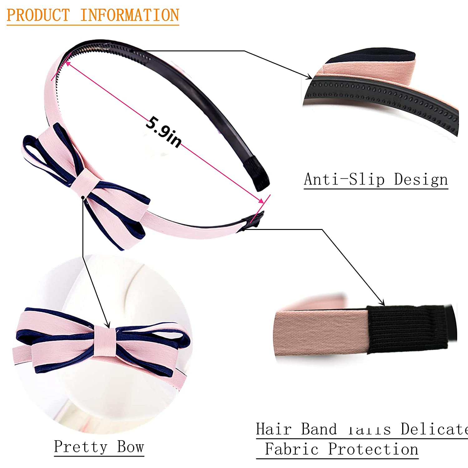 Foto 2 pulgar | Diademas De Moda Huoguo Con Lazo Anudado Para Cabello Femenino - Venta Internacional.
