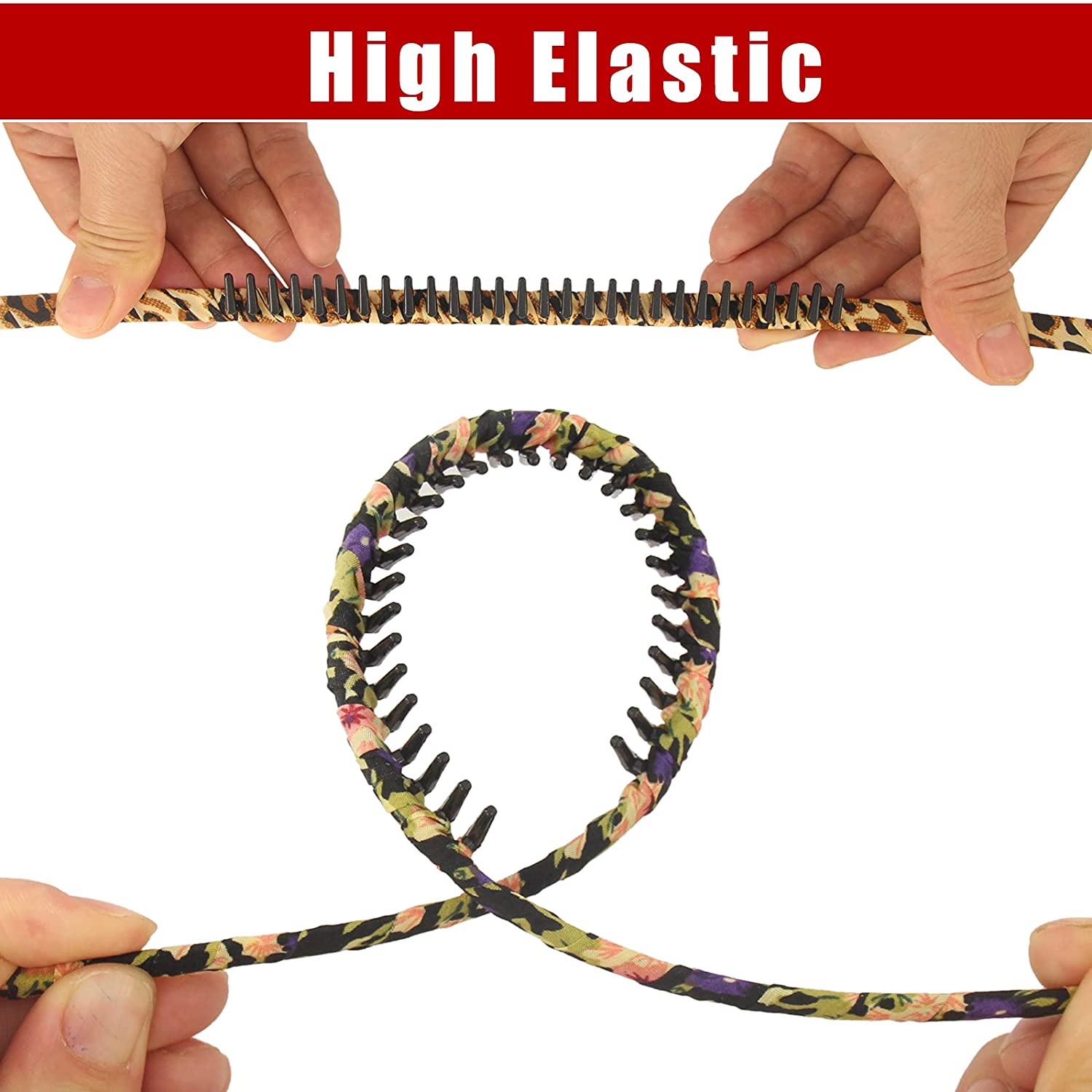 Foto 2 pulgar | Diademas Huoguo De Plástico Con Dientes Para Mujer Con Peine Elástico - Venta Internacional.