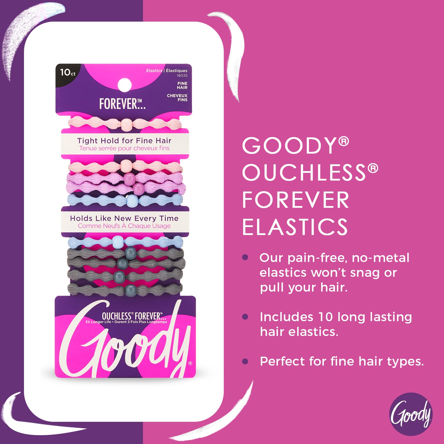 Foto 3 pulgar | Accesorios Para El Cabello Goody Ouchless Forever Elastics, 10 Unidades - Venta Internacional.