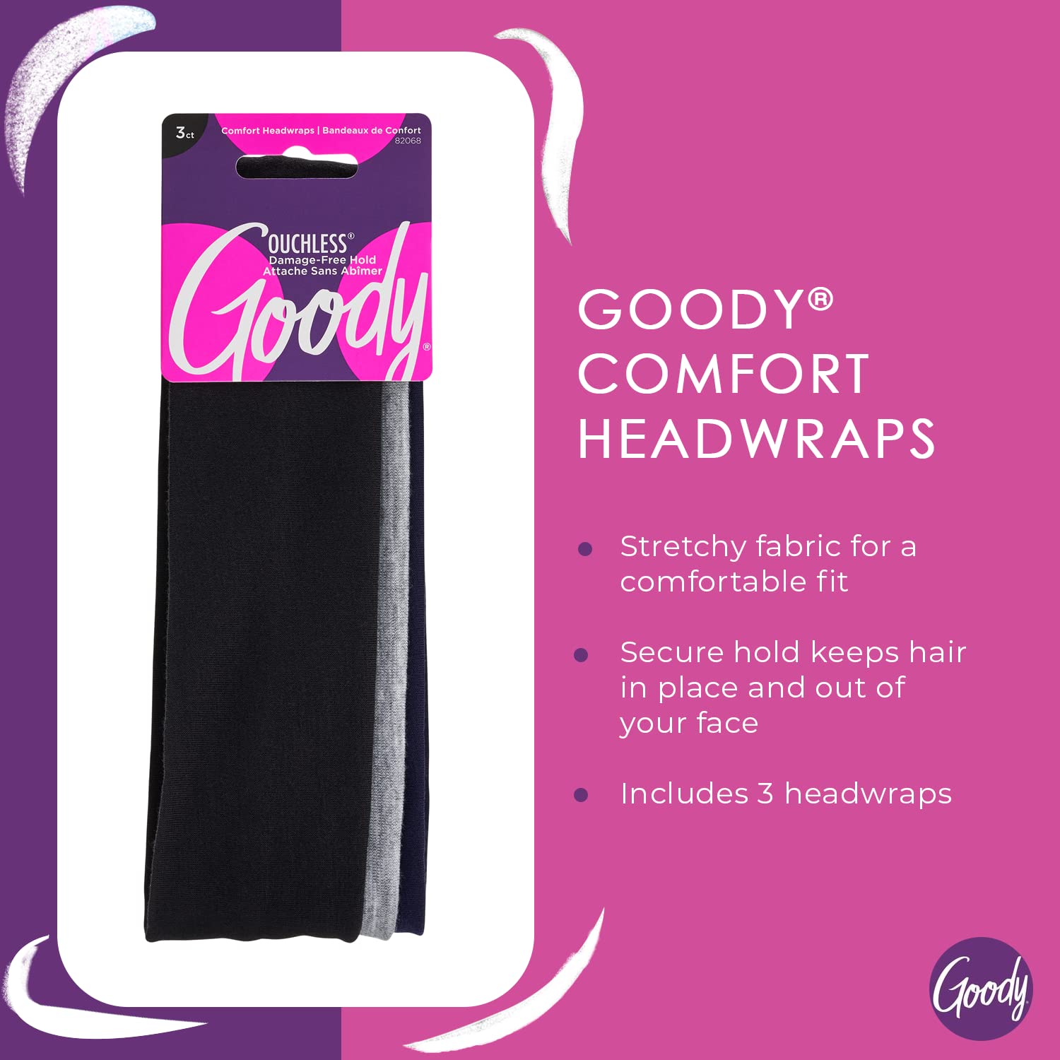 Foto 3 pulgar | Headwraps Goody Ouchless Comfort, Tela Variada De 3 Unidades - Venta Internacional.