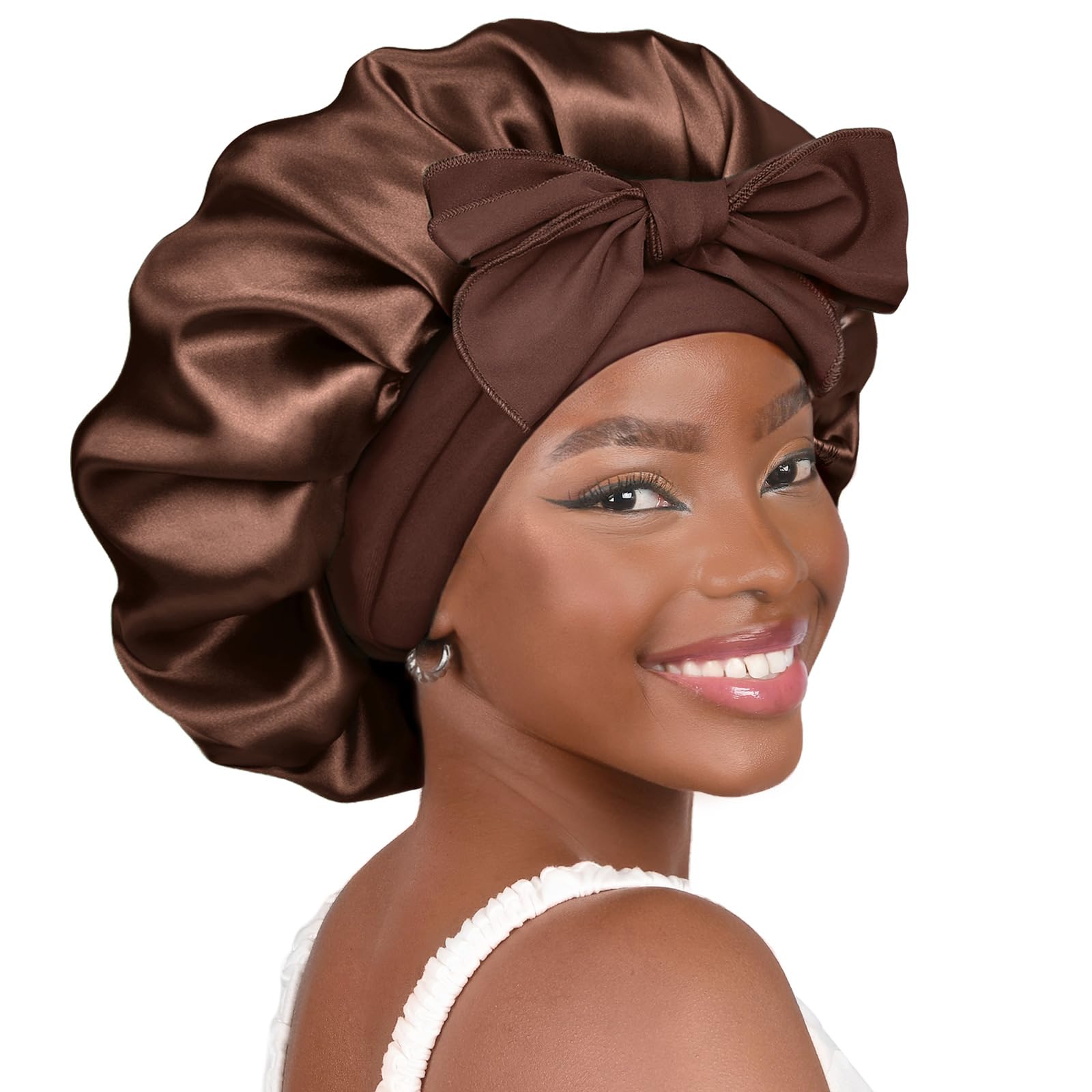 Foto 1 | Gorro De Satén De Seda Yanibest Para Mujeres Que Duermen, Marrón - Venta Internacional.