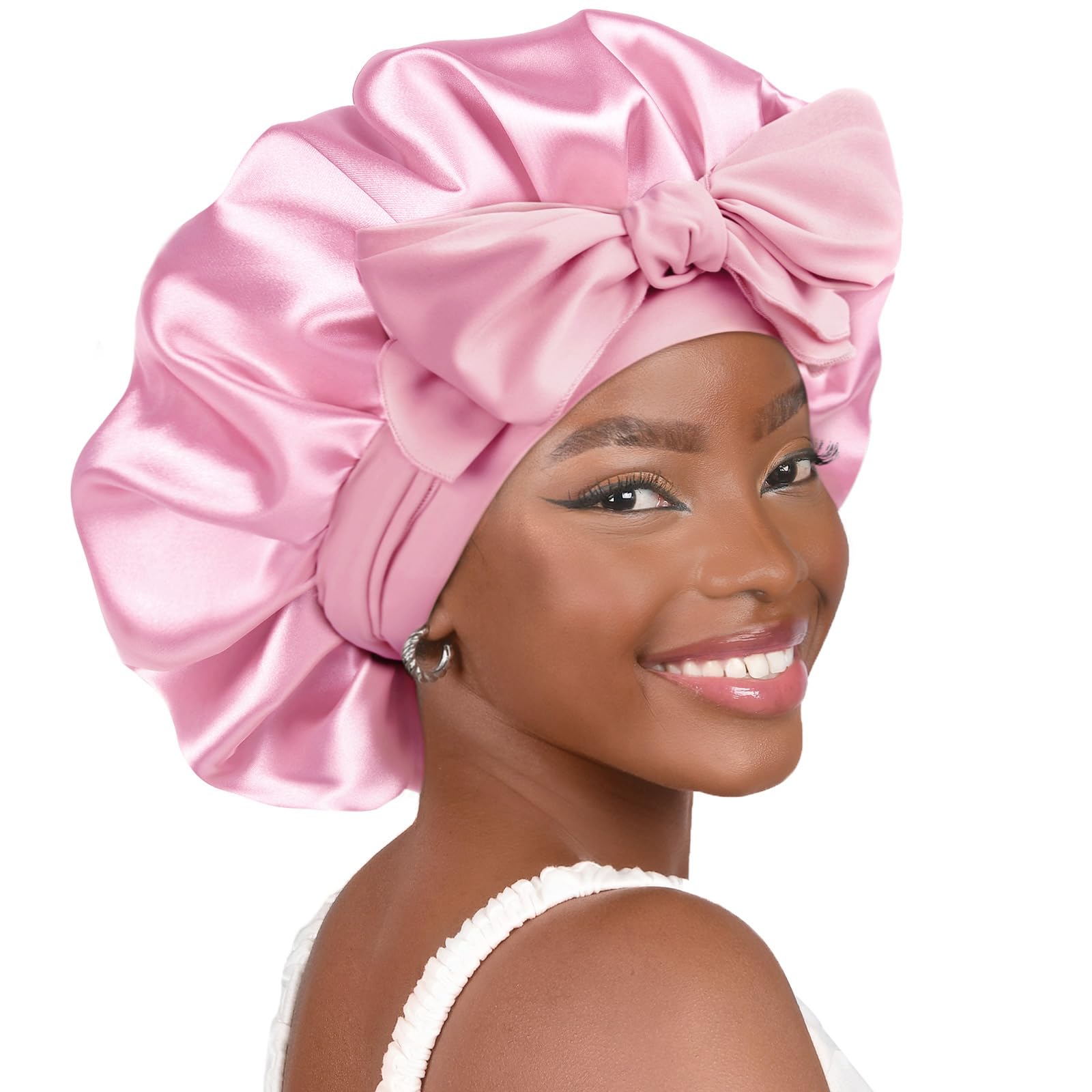 Foto 1 | Gorro De Satén Yanibest Para Dormir Con Forro De Seda Rosa - Venta Internacional.