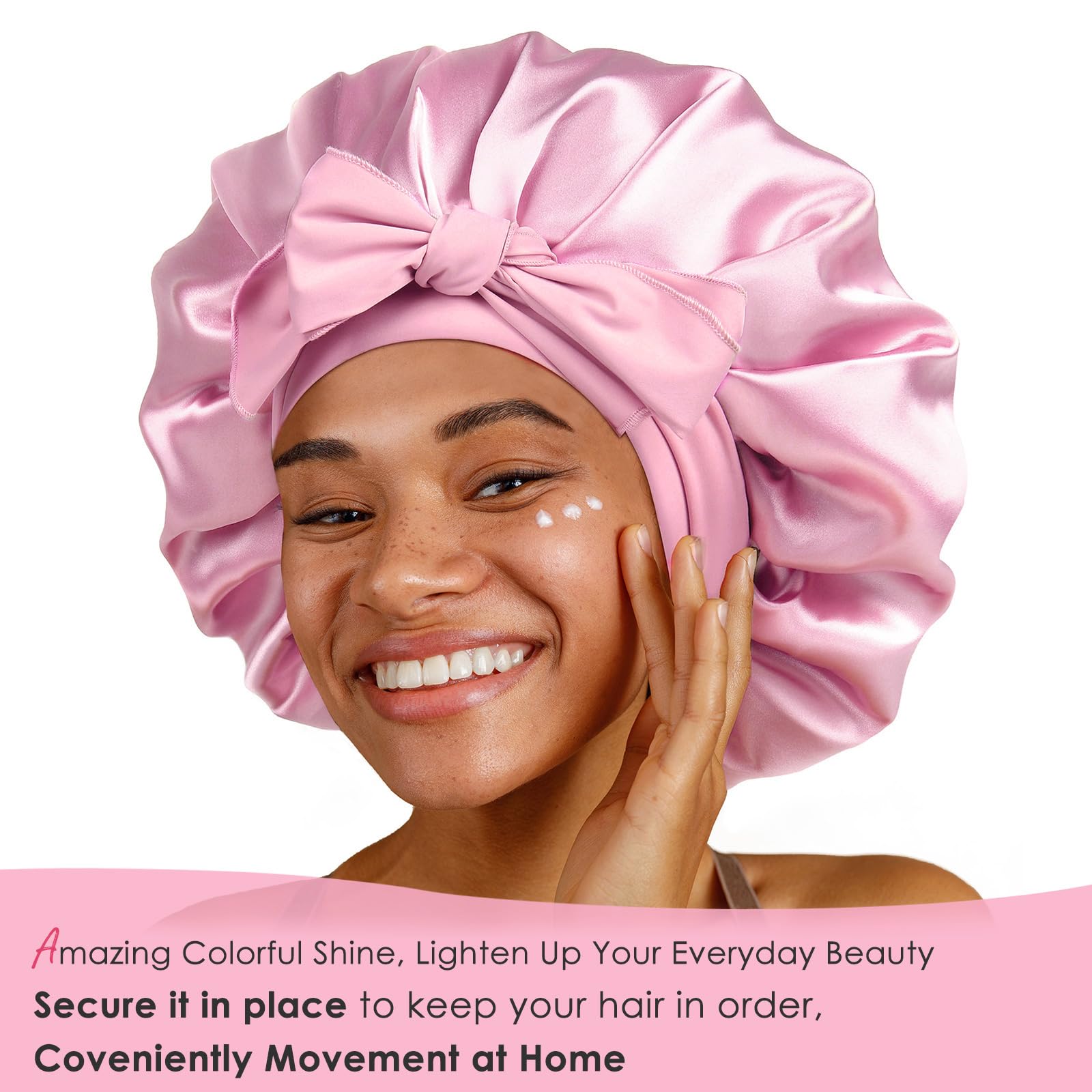 Foto 5 | Gorro De Satén Yanibest Para Dormir Con Forro De Seda Rosa - Venta Internacional.