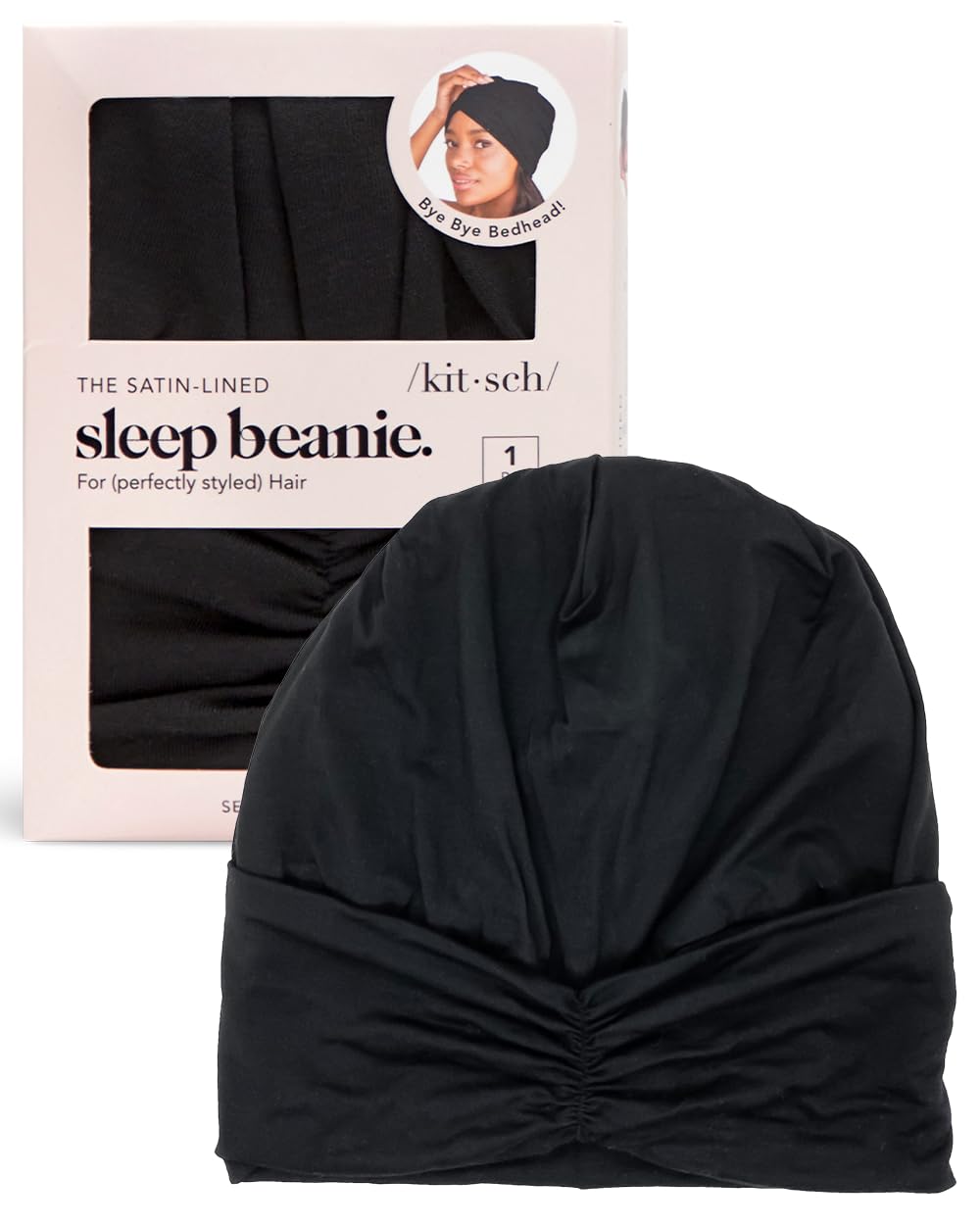 Foto 3 pulgar | Gorro Para Dormir Con Forro Kitsch De Satén, Más Suave Que La Seda, Negro - Venta Internacional.