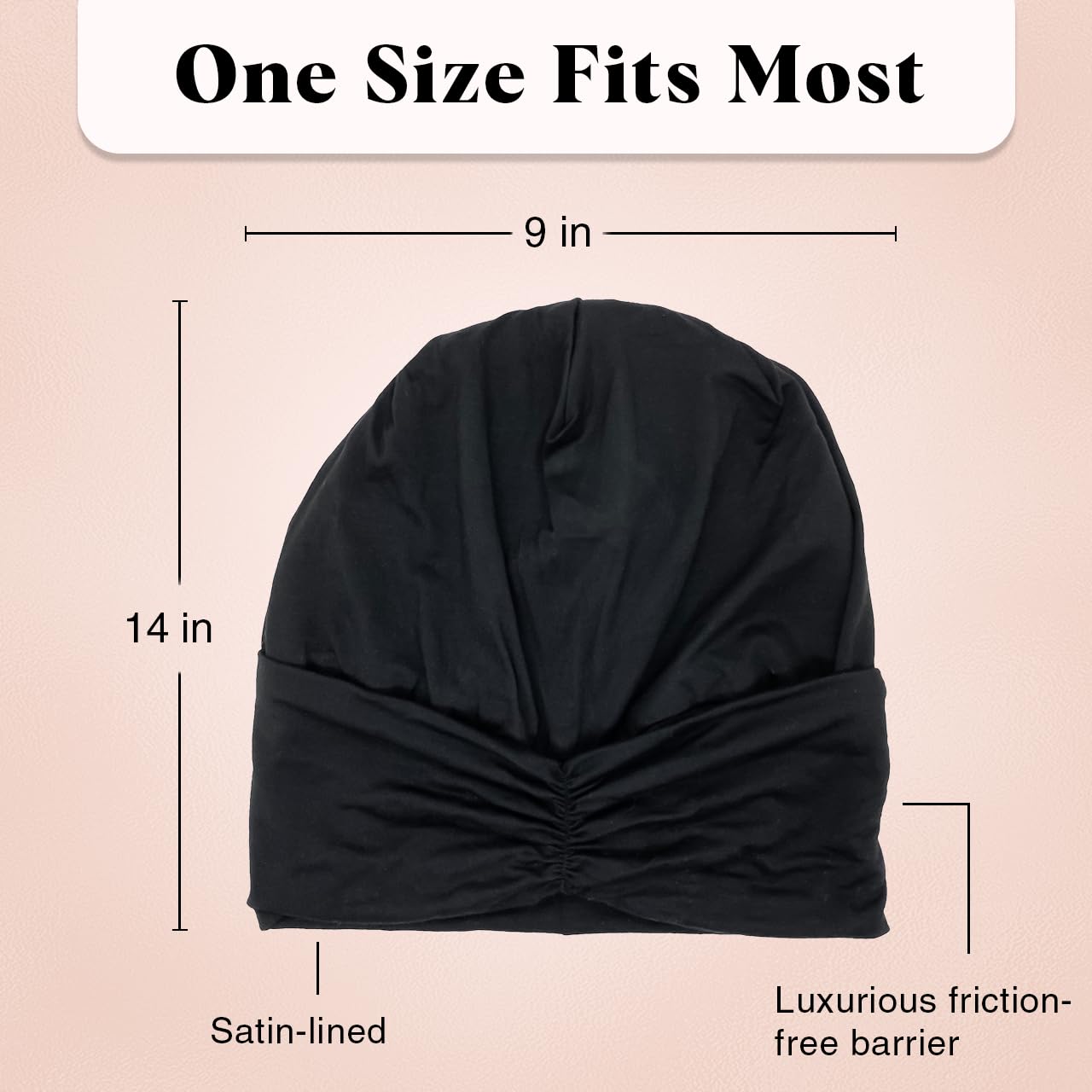 Foto 4 pulgar | Gorro Para Dormir Con Forro Kitsch De Satén, Más Suave Que La Seda, Negro - Venta Internacional.