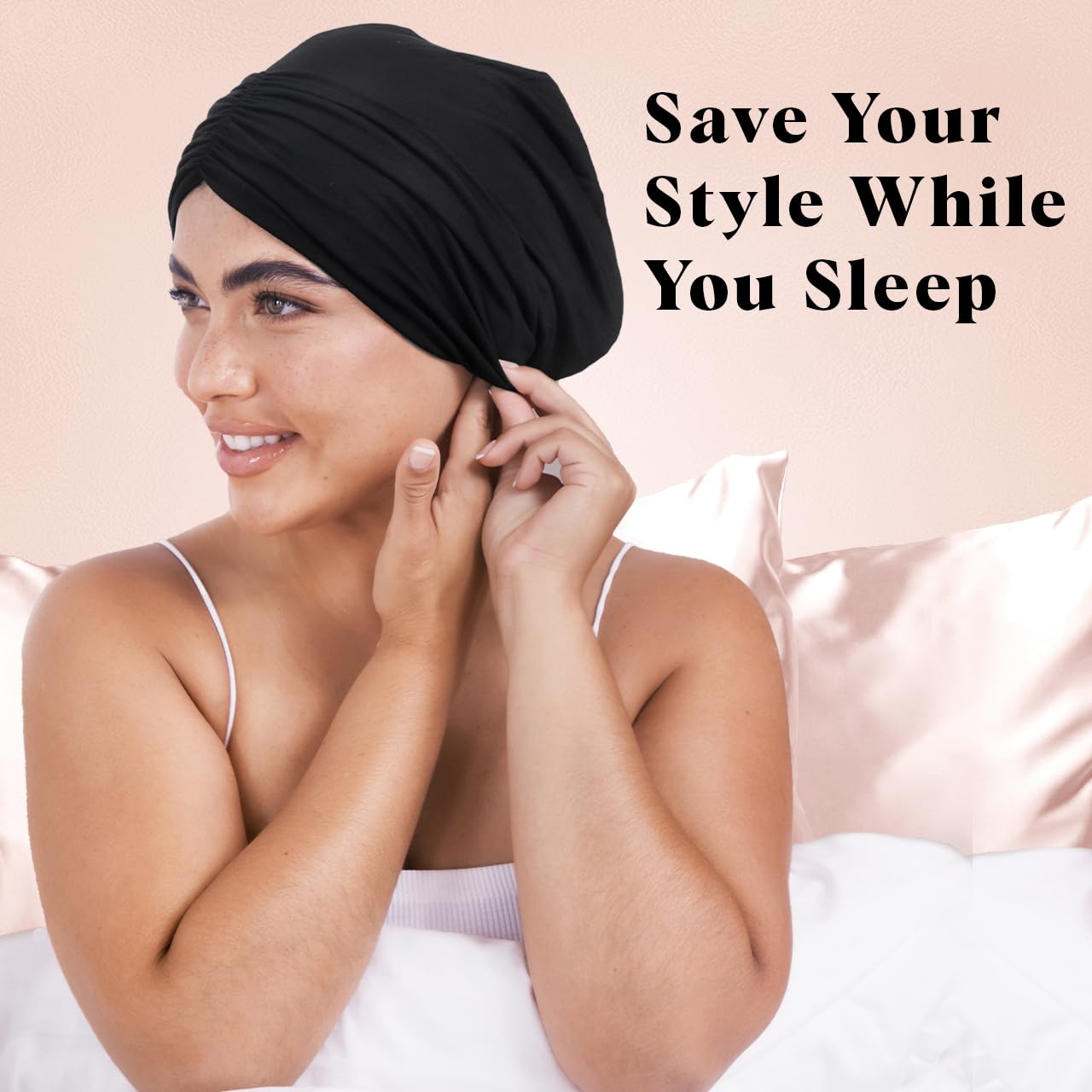 Foto 5 pulgar | Gorro Para Dormir Con Forro Kitsch De Satén, Más Suave Que La Seda, Negro - Venta Internacional.