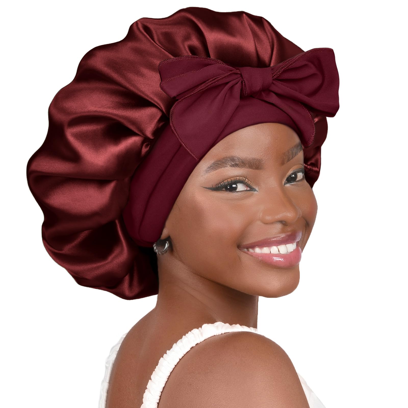 Foto 1 | Gorro De Seda Yanibest Para Mujeres Que Duermen Con Forro De Satén, Color Burdeos - Venta Internacional.