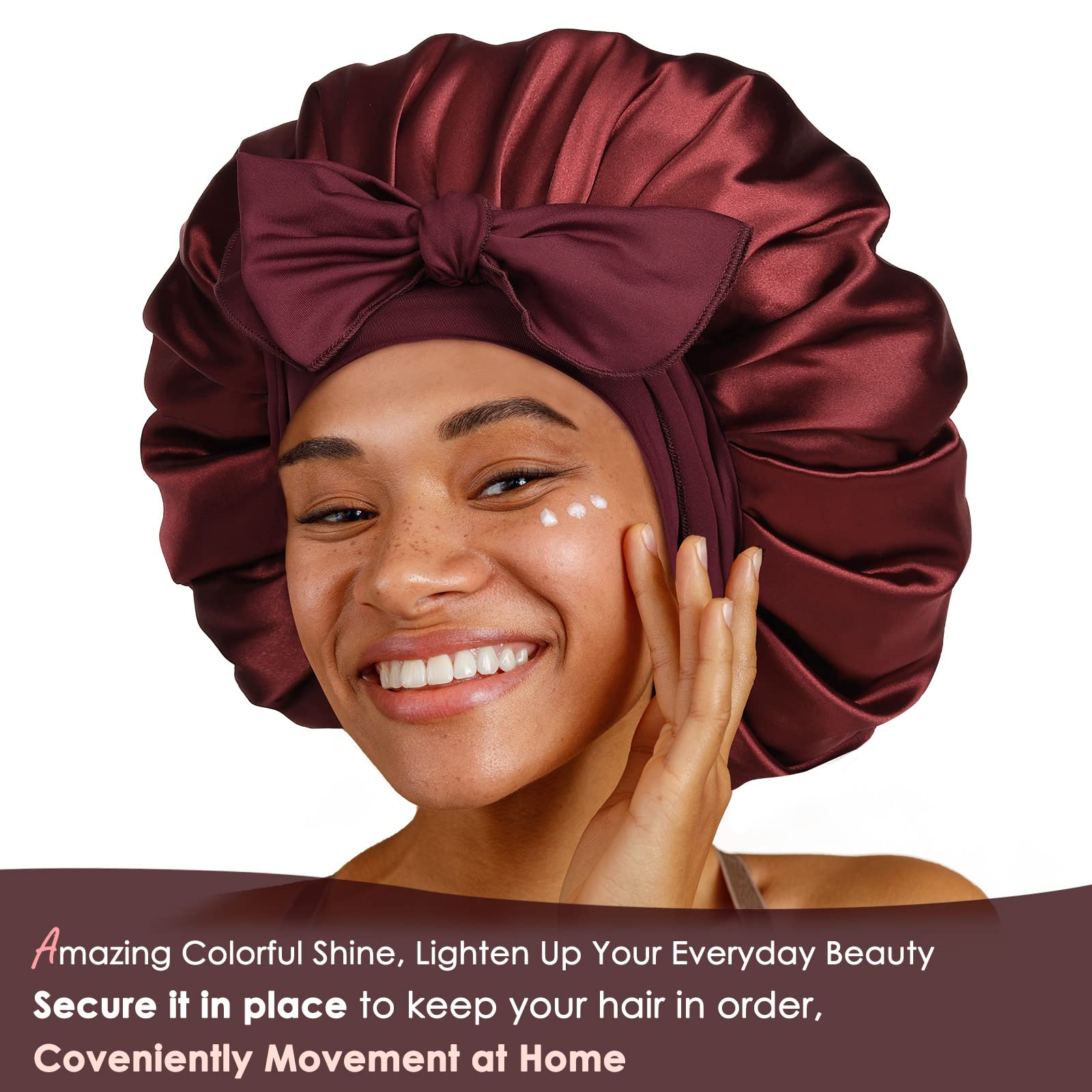 Foto 4 | Gorro De Seda Yanibest Para Mujeres Que Duermen Con Forro De Satén, Color Burdeos - Venta Internacional.