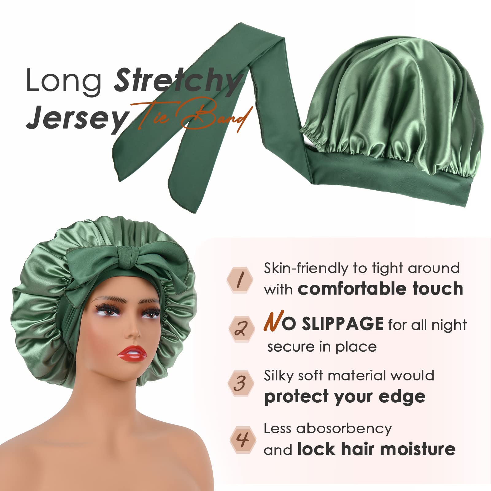 Foto 4 | Gorro De Satén Yanibest Para Dormir Con Forro De Seda Para Mujer - Venta Internacional.