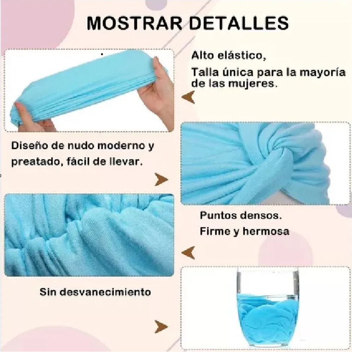Foto 3 pulgar | Set 9 Pc Turbantes Gorros Dama Mujer Eo Safe Imports Esi-19673 Multicolor