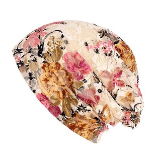 Foto 1 | Gorro Turbante De Encaje Con Flores Para Mujer Elástico Caída Del Cabello - Venta Internacional.