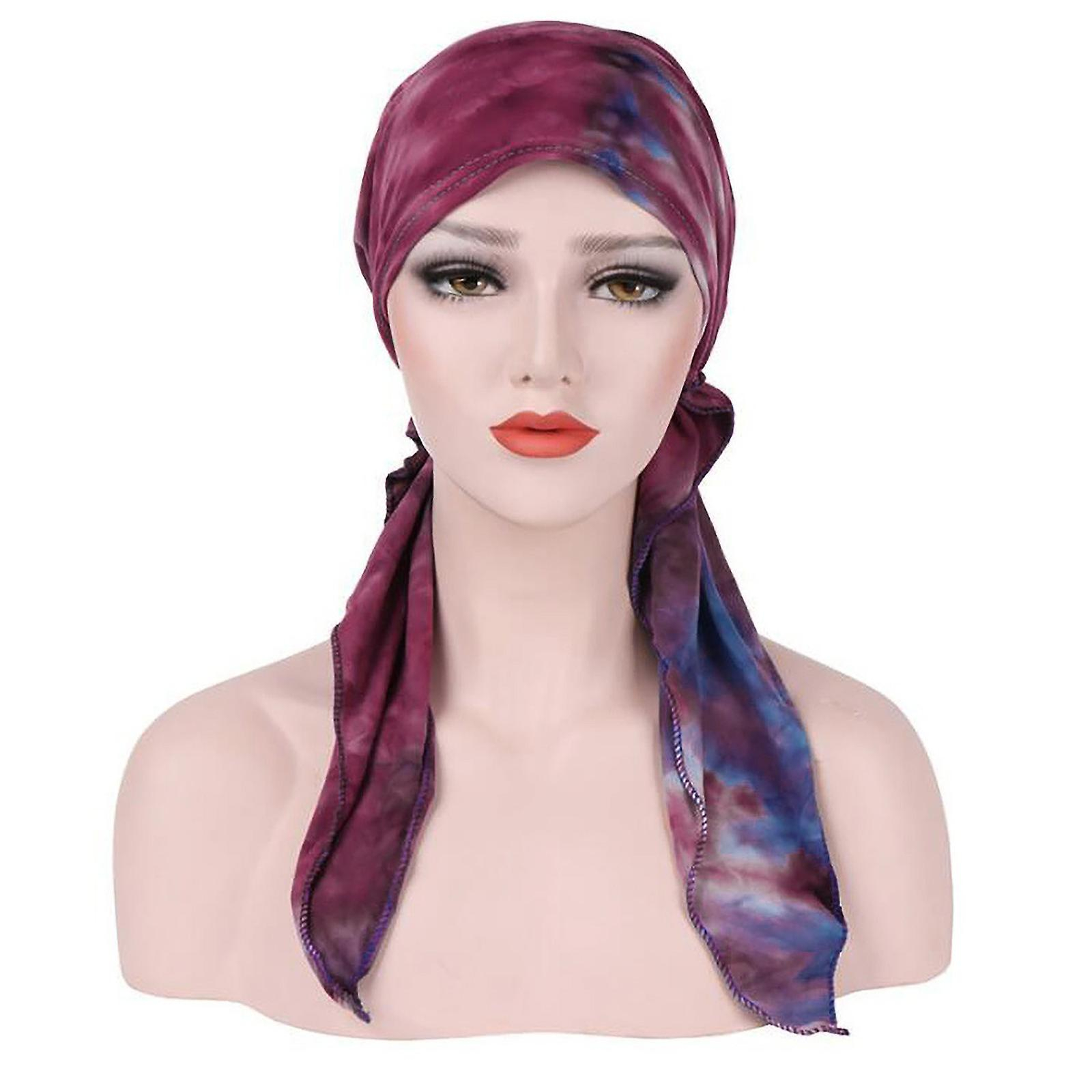 Foto 5 pulgar | Turbante Indio Musulmán Elástico De Algodón Teñido Anudado Para Mujer - Venta Internacional.
