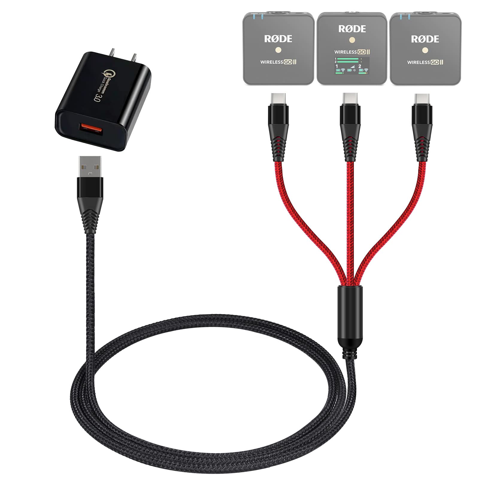 Cable De Carga Y Adaptador De Corriente Usb-c 3a Para Rode Wireless Go - Venta Internacional.