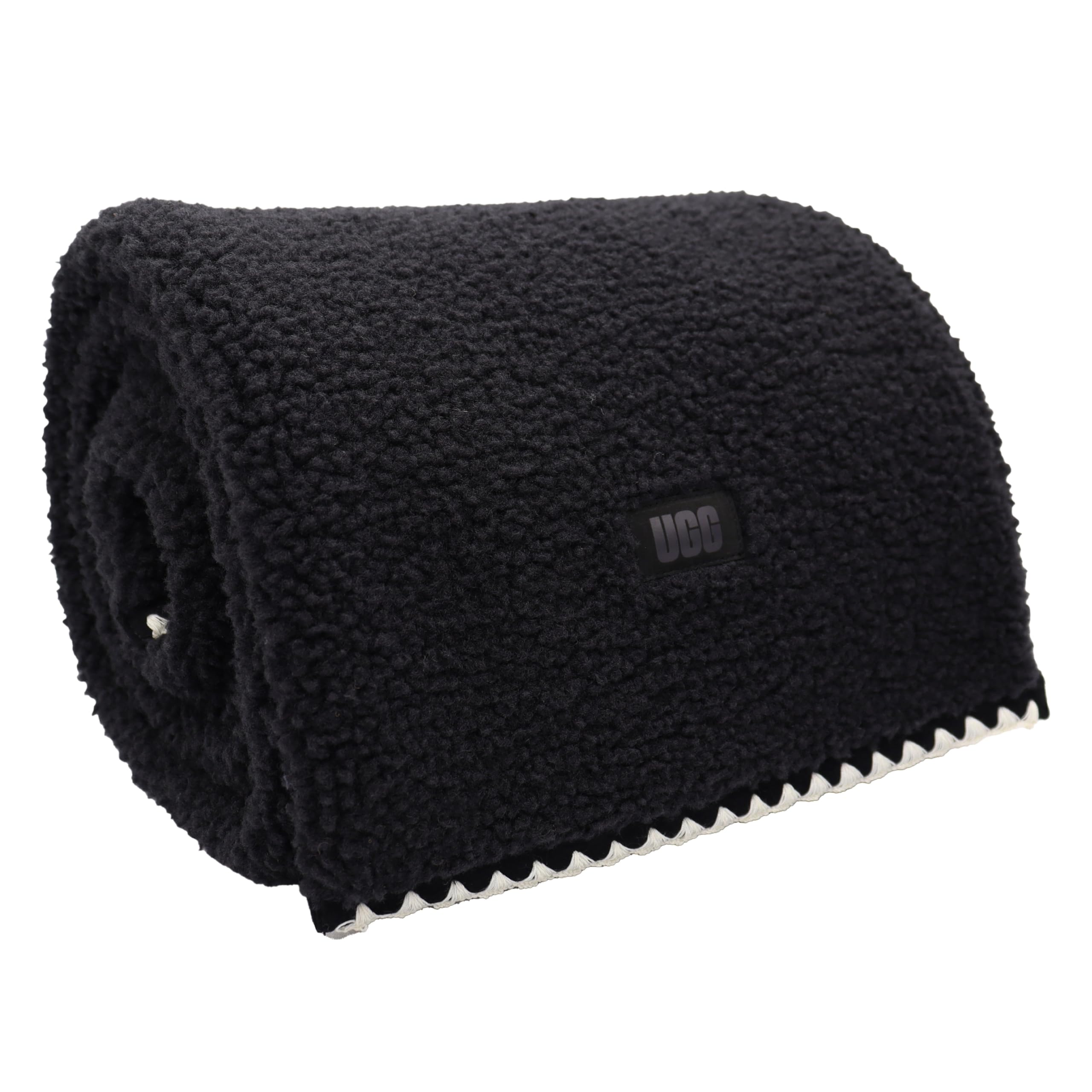 Foto 3 pulgar | Bufanda Ugg Uggfluff De Piel Afelpada Festoneada Con Logotipo Negro - Venta Internacional.