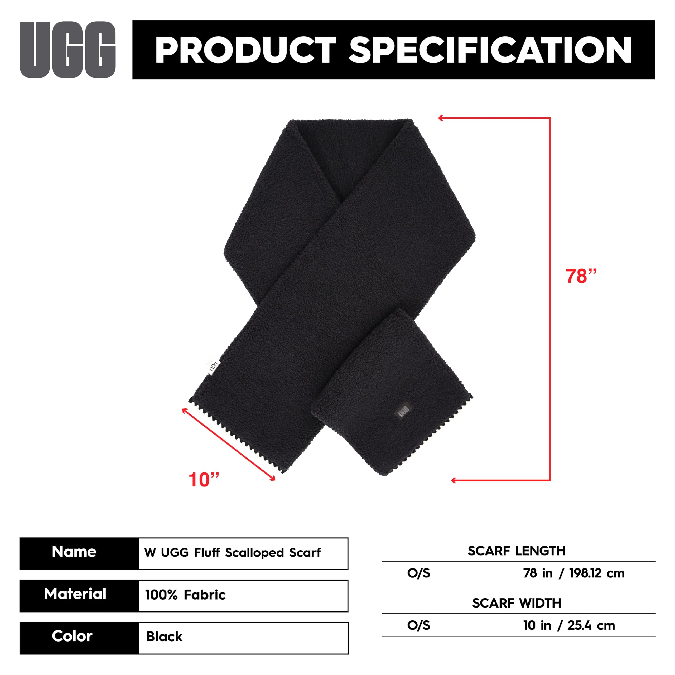 Foto 6 pulgar | Bufanda Ugg Uggfluff De Piel Afelpada Festoneada Con Logotipo Negro - Venta Internacional.