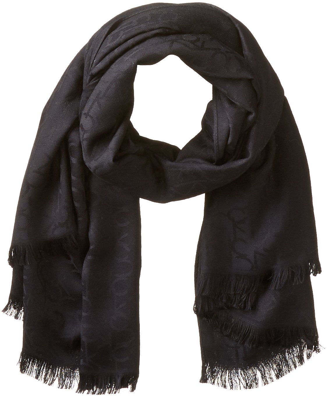 Bufanda Calvin Klein Pashmina Para Mujer Negra Con Logotipo Tonal - Venta Internacional.