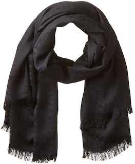 Foto 1 | Bufanda Calvin Klein Pashmina Para Mujer Negra Con Logotipo Tonal - Venta Internacional.
