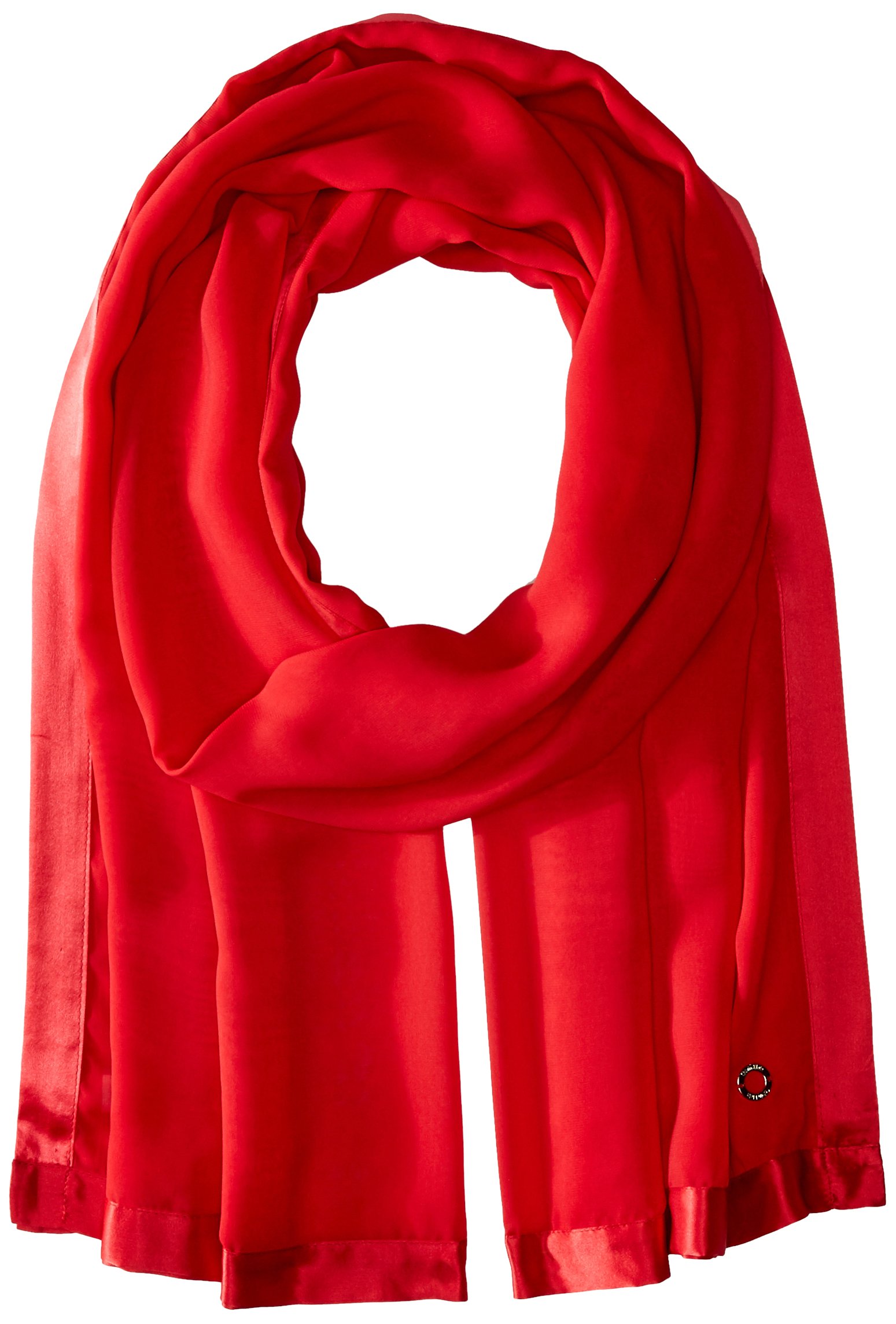 Foto 2 pulgar | Bufanda Calvin Klein Para Mujer Con Borde Satinado En Chifón Rojo - Venta Internacional.