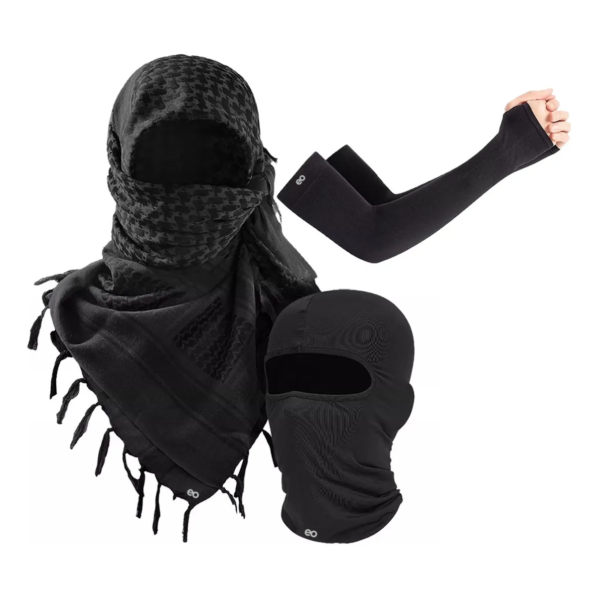 Foto 2 pulgar | Set 3 Bufanda Palestina Balaclava Y Mangas Unisex Eo Safe Imports Esi-19686 Negro
