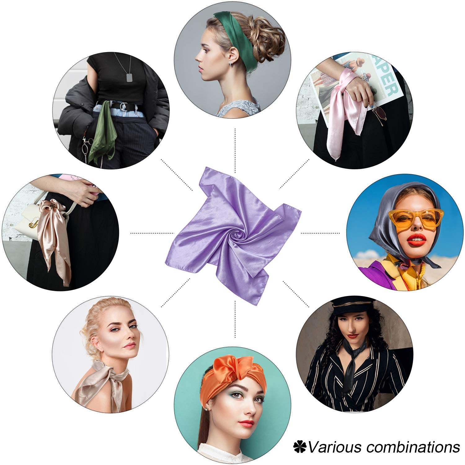 Foto 4 | Bufanda Satinior Para Mujer  Cuello Cuadrado  15 Piezas  Colores Mezclados - Venta Internacional.