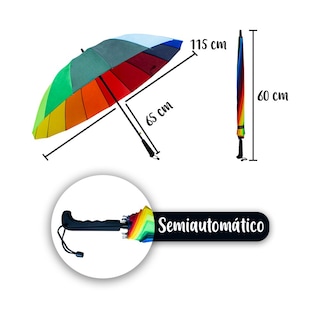 Foto 3 | Paraguas Sombrilla Semiautomática Arcoíris Paquete 6 Pz Tela Repelente Multicolor